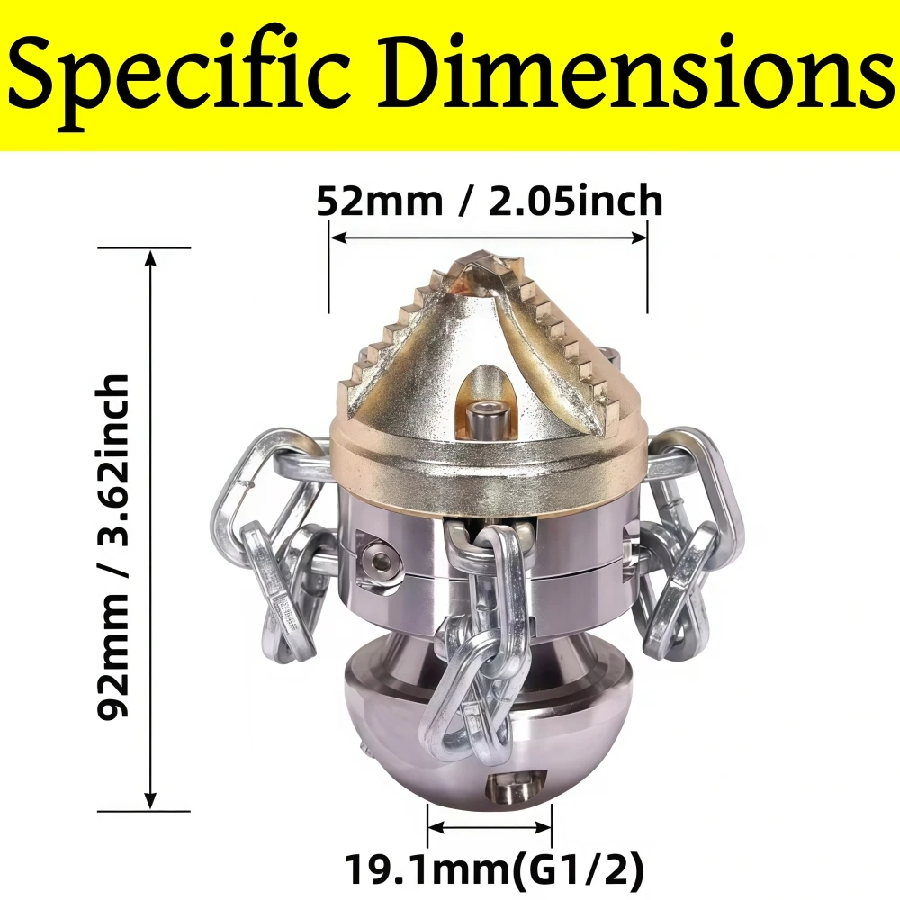 1/2 Internal Thread Sewer Drainage Cleaning Nozzle 30L~110L/Min Pressure Cleaning Machine Rotating Nozzle Pipeline Cleaning Tool