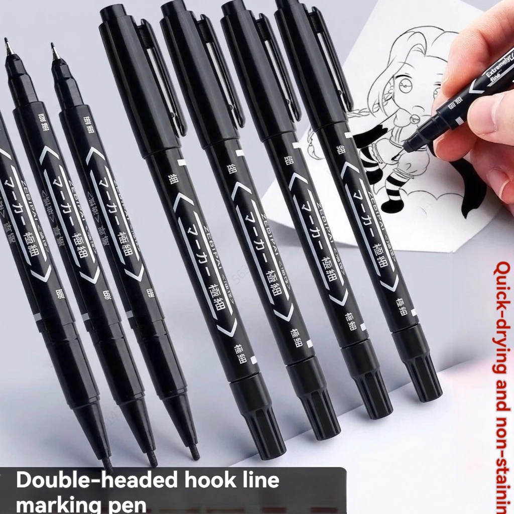 3-100Pcs/set Oil Double Tip Art Black Permanent Paint Marker Pen for Plastic Wood Stone Metal Glass Doodling Marking Graffiti