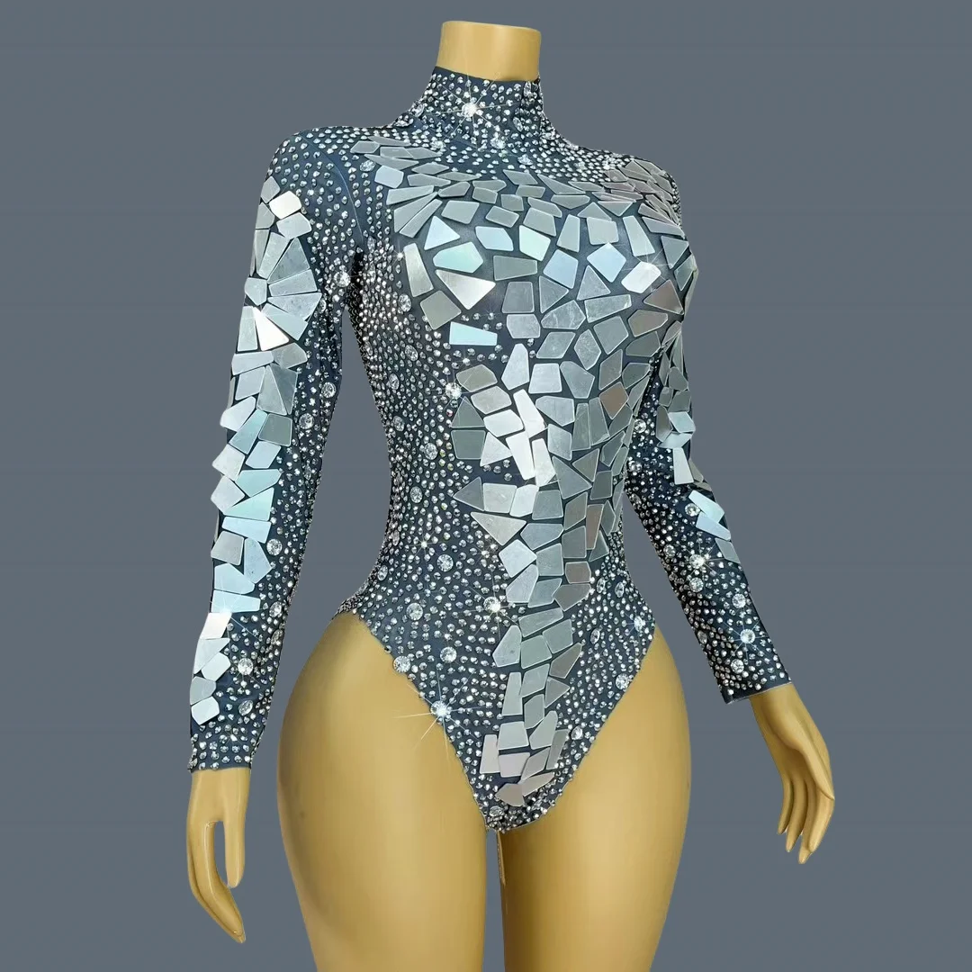 Sexy Women Sparkly Crystals Lens Diamond Bodysuit Cocktail Party Nightclub Performance Wear Carnival Dance Show Outfit Yinpingzi