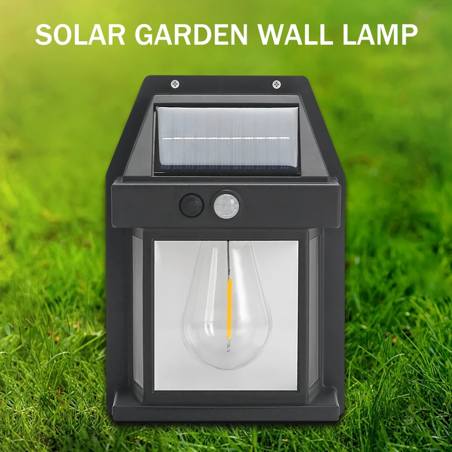 

LED Solar Light 3 Liighting Modes Body Induction Tungsten Wall Lamp Outdoor Garden Decoration 120 Degree Sensing Angle Lantern