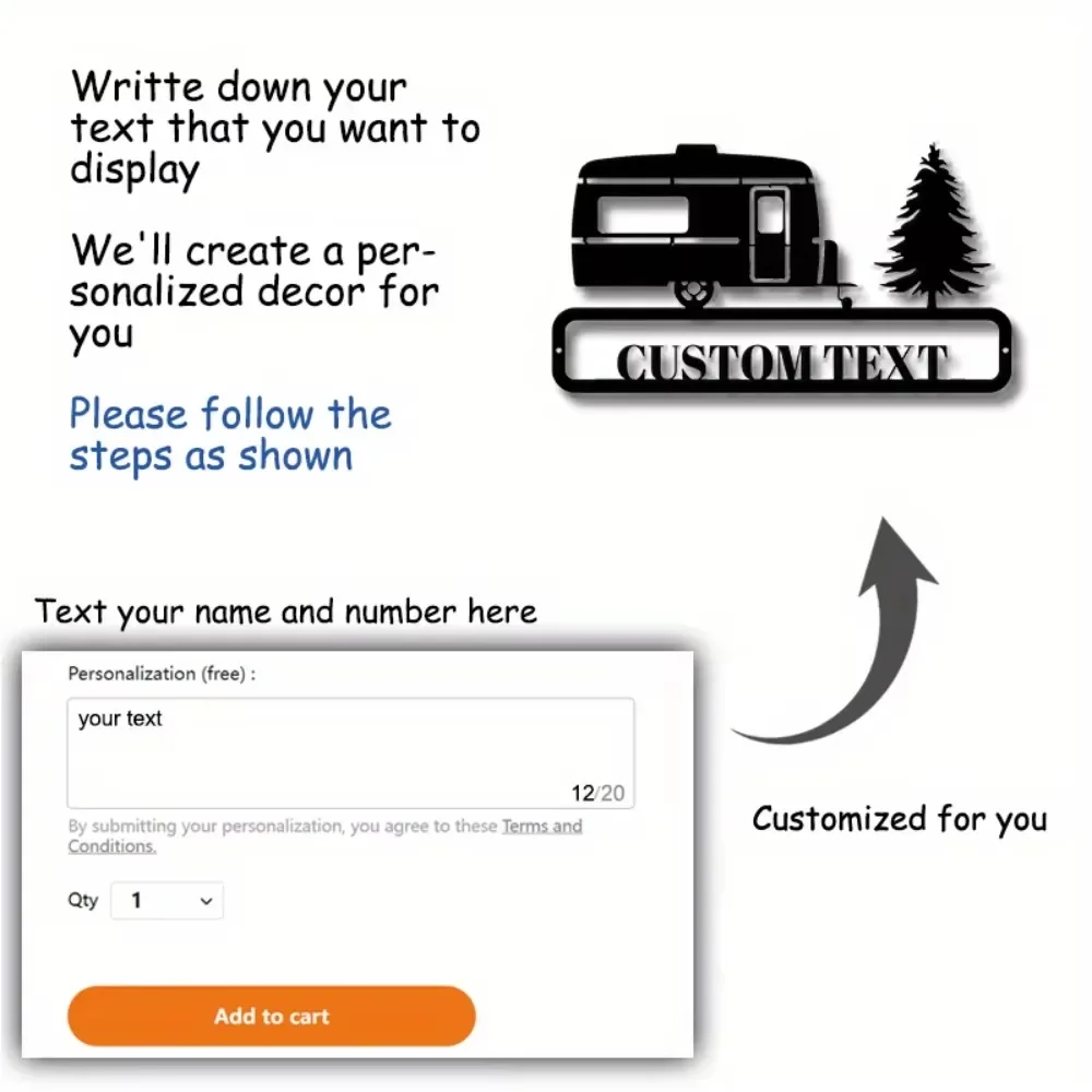 ユニークなユニークなテーラード RV トラベル トレーラー メタル ウォール アート ヴィンテージ スタイル ブラック メタル サイン ツリー デザイン付き キャンプ愛好家に最適
