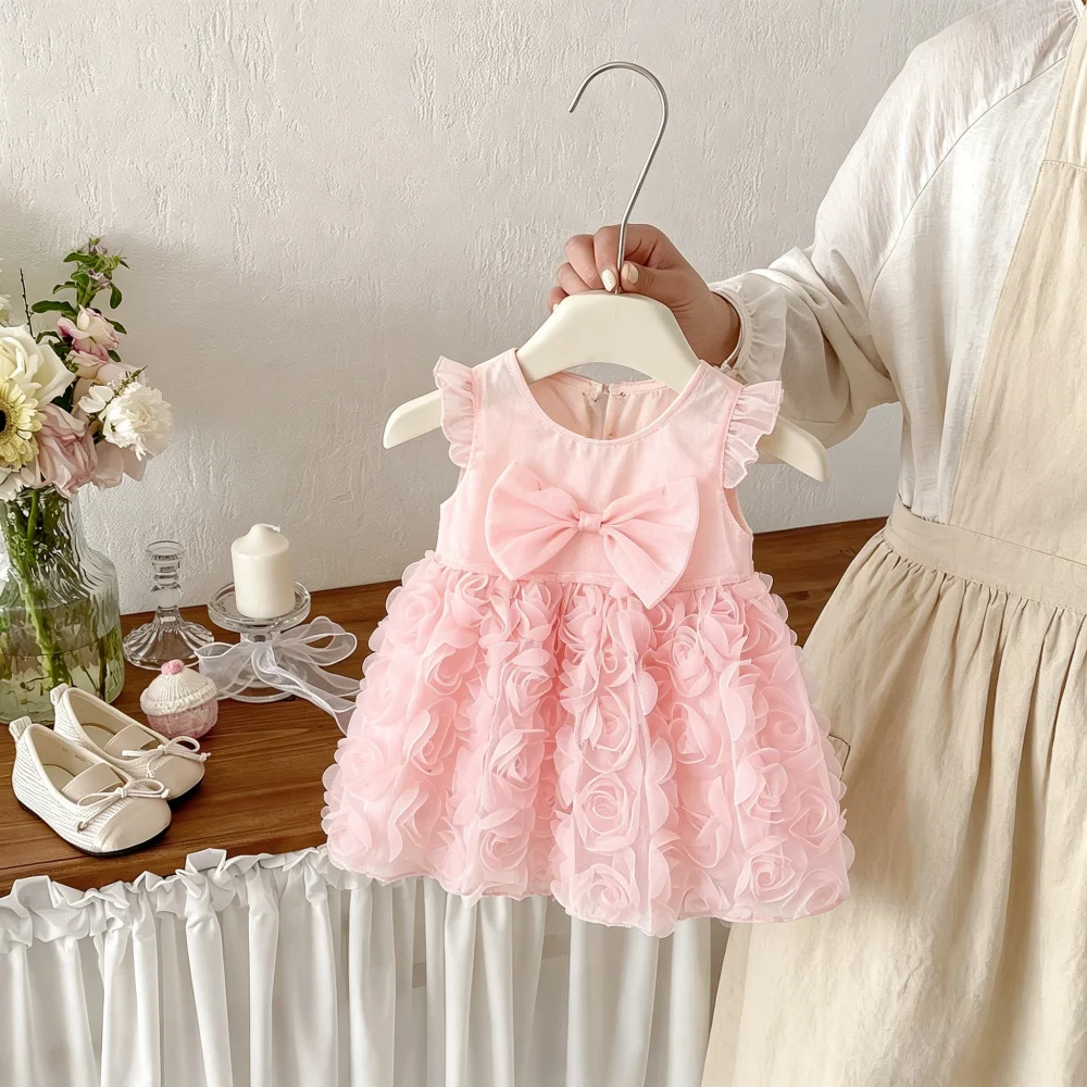 Baby Dress Summer Flower Bow Cute Girls' Dress Sweet Princess Children's Dress Baby Girl Clothes ﻿