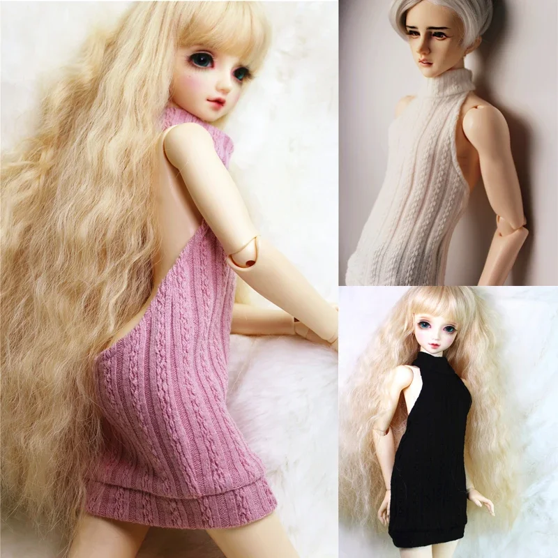 

D04-B118 children handmade toy 1/4 1/3 BJD Doll clothes pink black High Collar Open Back Tank Skirt 1pcs