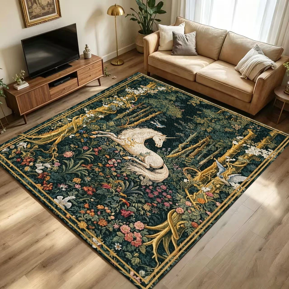 Fantasy Unicorn Tapestry Area Rug Non Slip Washable