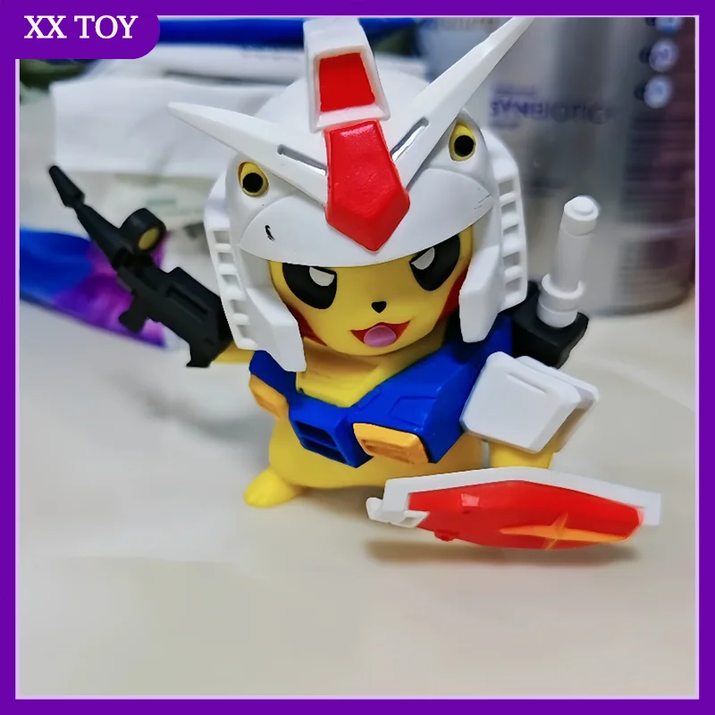 Figuras de acción de Pikachu Cos Gundam Rx78 Mecha, modelo de pvc, dibujos animados, marea, juego, modelo de figura de Anime, juguete para niños, regalo, 11cm en Stock