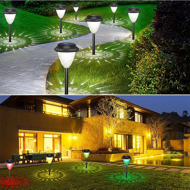 Luz de jardín de sombra circular, lámpara Solar para exteriores, lámparas de césped de paisaje de patio, luz ambiental de tierra, decoración de luz Solar RGB