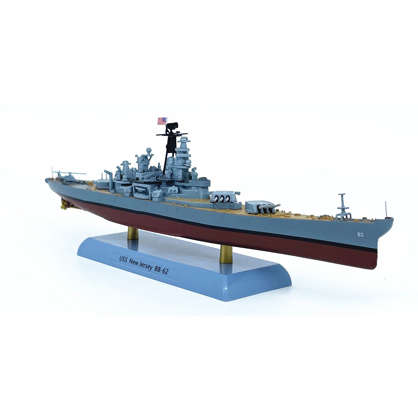1: 1000 navio de guerra dos EUA da Nova Jersey (1991 versão modificada) modelo estático com acabamento em liga de casco