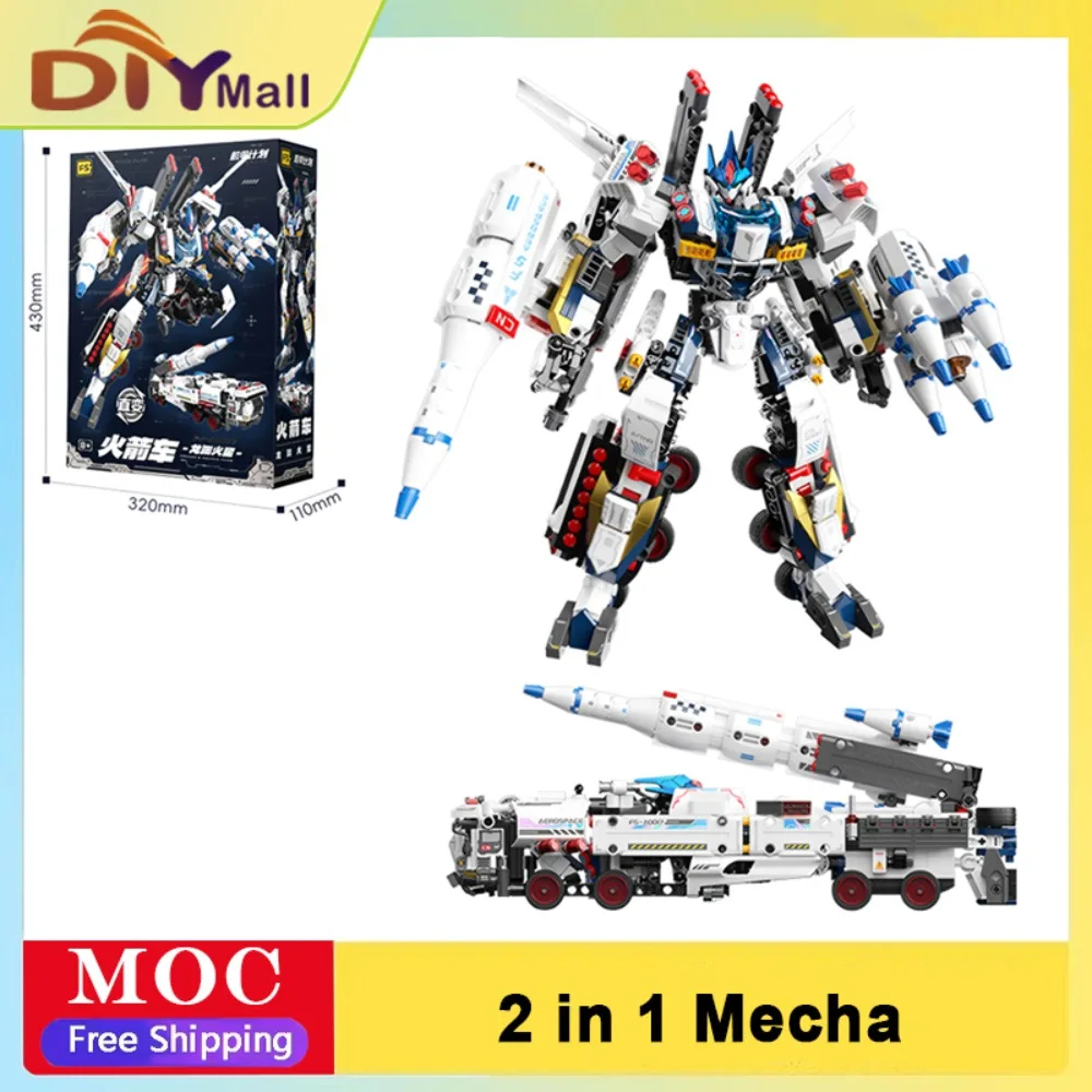 

Transformable Car-Robot Building Kit 2-in-1 DIY Mecha Model with Rocket Mode for STEM Play Office Desk Decor Xmas Gift