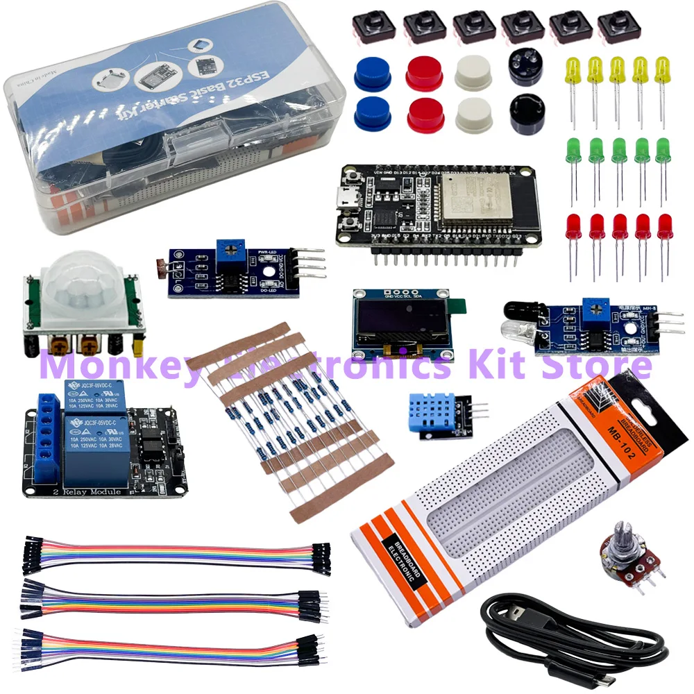 ESP32 Basic Starter kit   Project Learning Kit with Tutorials Basic Starter Kit for ESP32 ESP-32S WIFI Development Boar have box