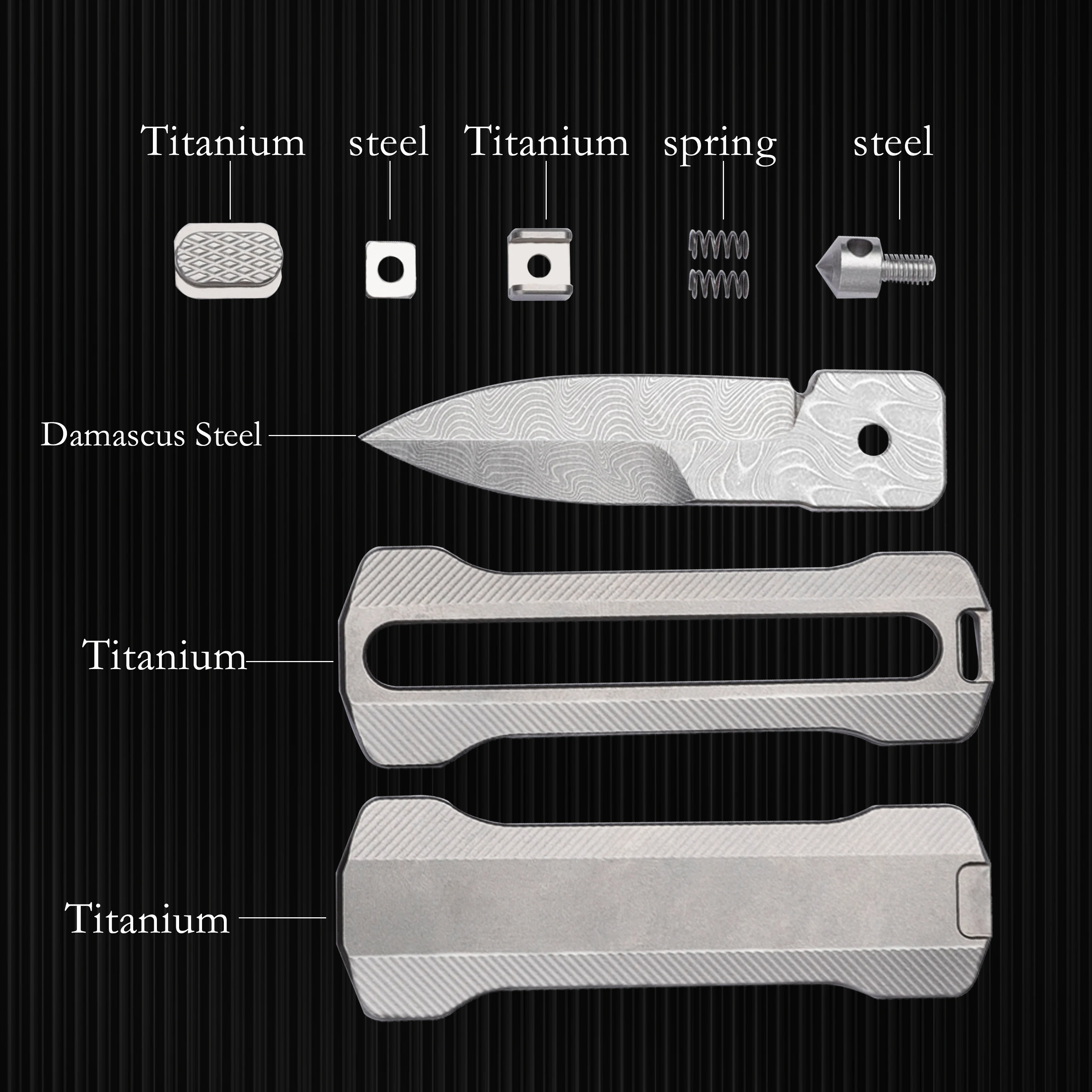 Utility Knife Titanium Alloy Handle Damascus Blade Portable Outdoor EDC Push Pull Type Cutting Unboxing Tool Gift Box