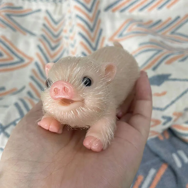 

5 Inch New Simulation Smile Soft Full Silicone Pig Doll Toy Body Hairy Pig Doll Kids Toy Xmas Gift