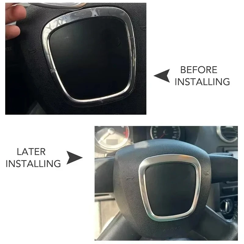 Car Styling Steering Wheel Center Badge Decoration Cover For Audi A3 8P A4 B7 A5 A6 C6 A7 A8 Q5 Q7 Sline Logo Trim Ring Stickers