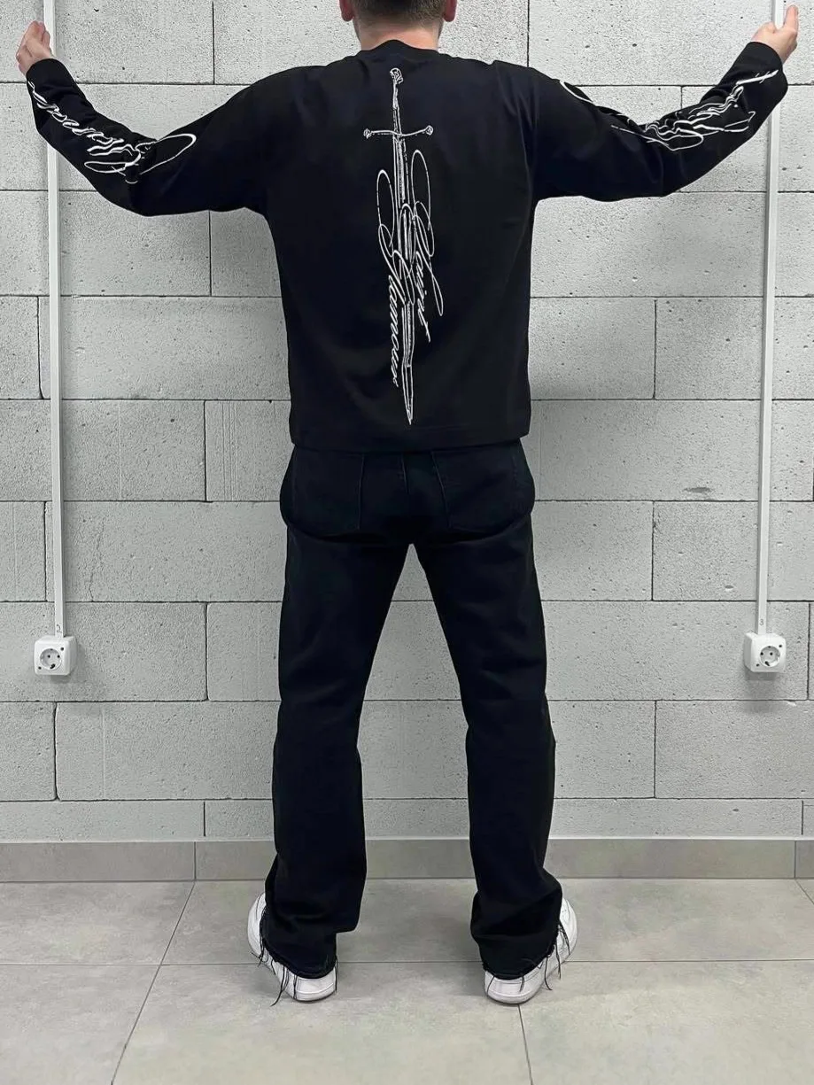 

Свободная круглая футболка с принтом Ne Long Sve, повседневная мужская футболка в американском стиле Street Sle, носимый полиэстер для op