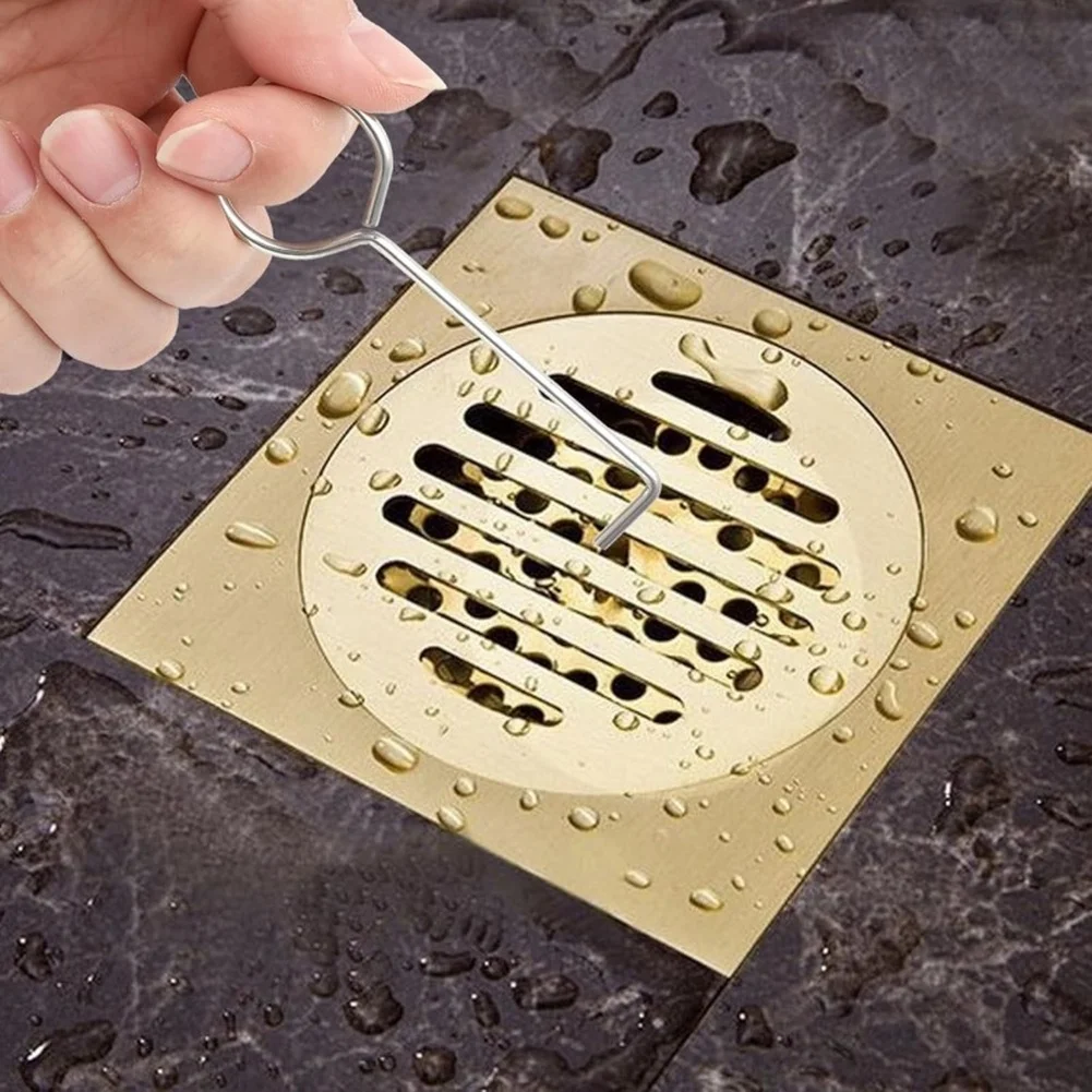 1PC Stainless Steel Drain Key Daily Clean Lifting Hook Shower Drain Grate Kitchen Sewer Lid Hook Utility Tool