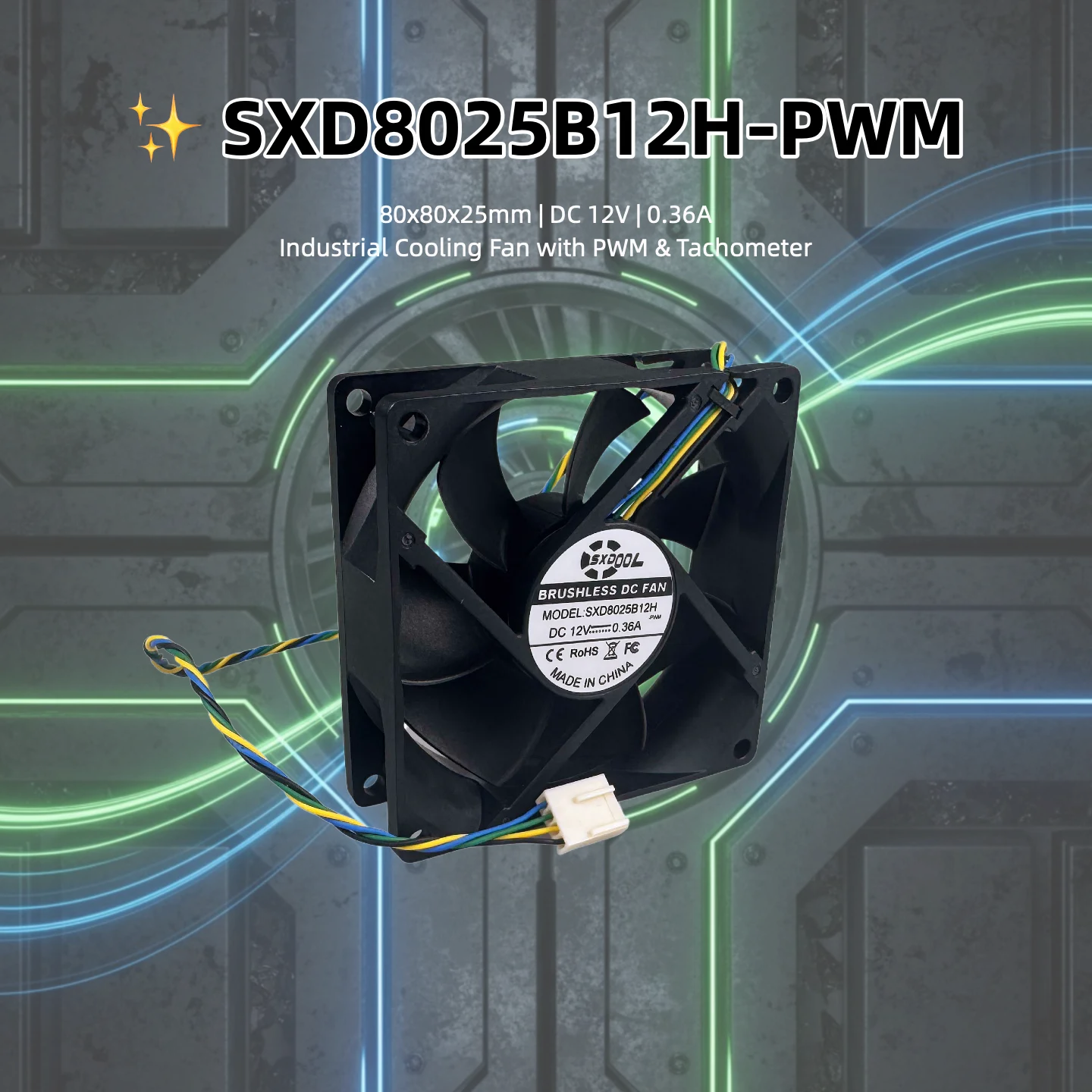 

Для SXDOOL SXD8025B12H-PWM 80 мм x 25 мм DC 12 В 0,36 А гидравлический подшипник ШИМ 4-контактный охлаждающий вентилятор 900–4300 об/мин 62,5 куб. футов в минуту