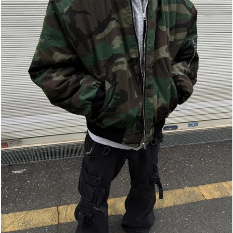 

Men Warm Fashionable Winter Coat Camouflage Jacket Thick Cotton Fur Collar Parka Coat Outdoor Windbreaker Thick Cotton Clothing