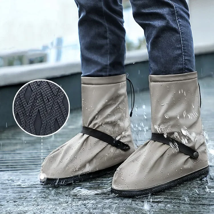 Waterproof Silicone Rain Shoes Cover PVC High-tops Non-slip Rain Boots Cover Outdoor Hiking Climbing Rain-proof Shoes Protector