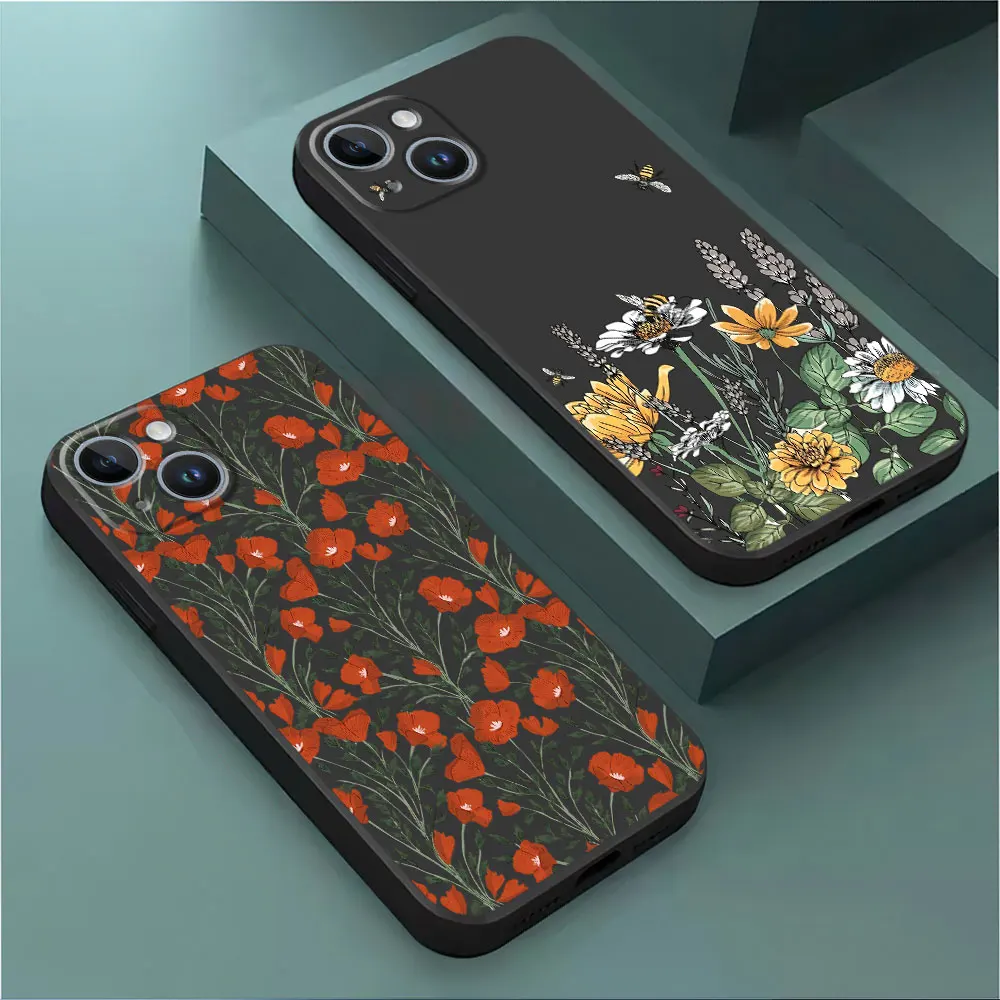 Butterfly Flower Art Case for Google Pixel 7 Pro 7a 8 Pro 6a 6 Pro Black Soft Coque Cover