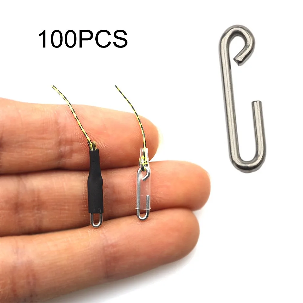 100Pcs/pack 14mm Stainless Steel Clip Fishing Hook Lure Connector Quick Change Snap Tackle Fishing Tools Fishing Accessories