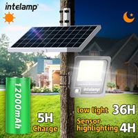 Black Case Solar Light Outdoor Motion Sensor Flood Light with Remote Control Wall Sconce Dusk to Dawn Garden Porch Farm