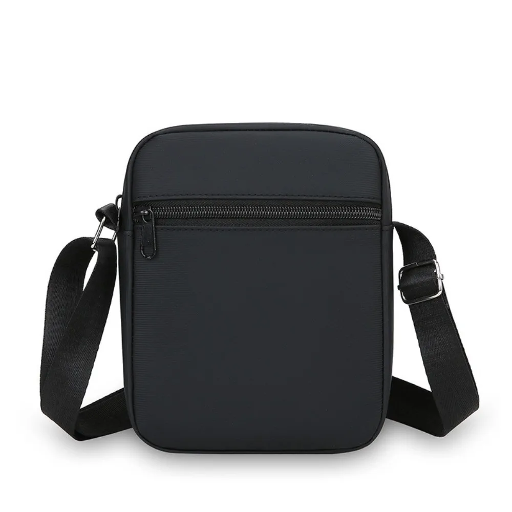 

Simple PU Shoulder Bag Black Waterproof Mobile Phone Bag Multiple Compartments Adjustable Mini Sports Bag for Men