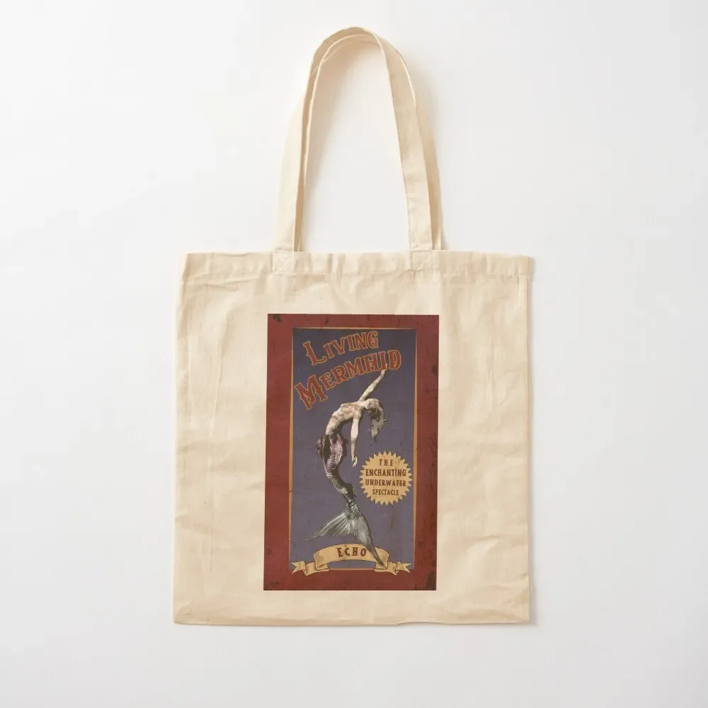 

Living Mermaid Vintage Carnival Poster Tote Bag sac pour femme Women's shopper Bag