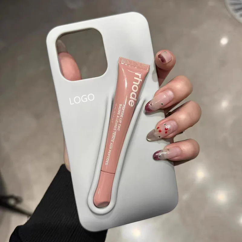 Luxury Lipstick Storage Rhode Phone Case For iPhone 15 14 Plus 13 12 Mini 11 Pro Max DIY Portable Lip Gloss Soft Silicone Cover