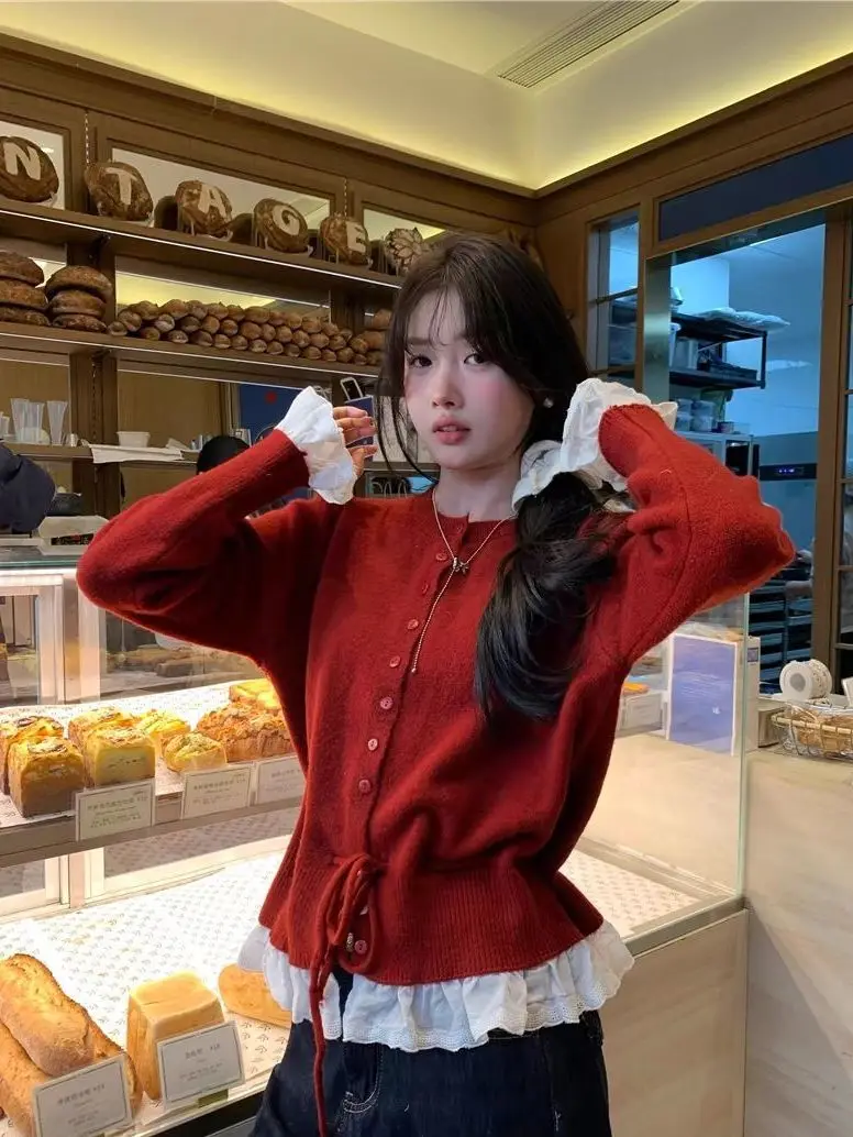 Pulls pulls Cardigans femmes Cardigan Y2k femme Modal groupe de Rock graphique ourlet asymétrique Concert Festival scène Performance