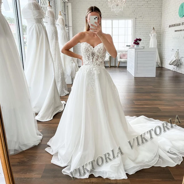 Strapless chiffon wedding dress store