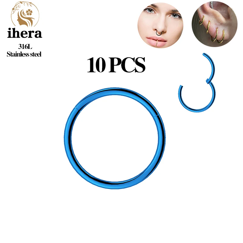 1/10 Stück Edelstahl Septum Clicker Klappbare Segment-Ringe Runde Nasenringe Ohrknorpel Helix Ohrringe Körperschmuck – Detail 16