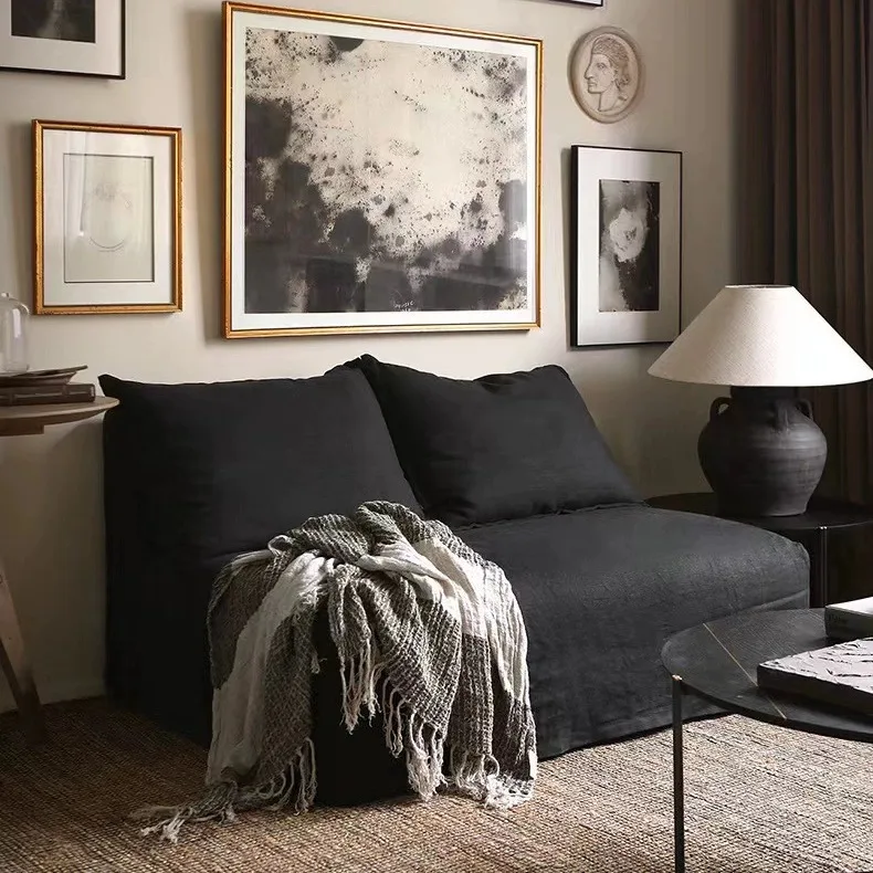 أريكة مزدوجة من الكتان المغسول على طراز وابي مفككة ومغسولة بالكامل من B & B inn #5