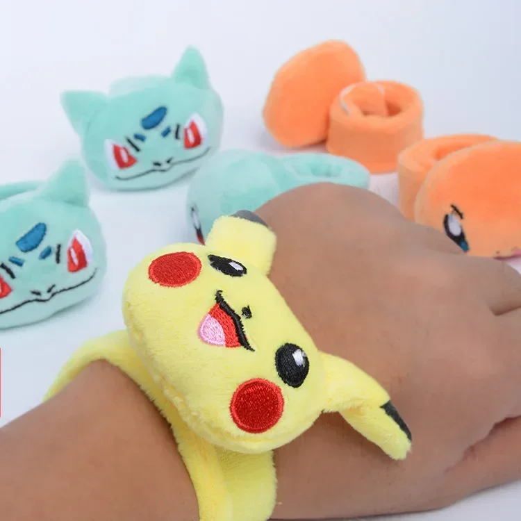 

Pokemon Peripheral Anime Figure Pikachu Charmander Short Plush Papa Circle PP Cotton Children's Toys Bracelet Birthday Gifts