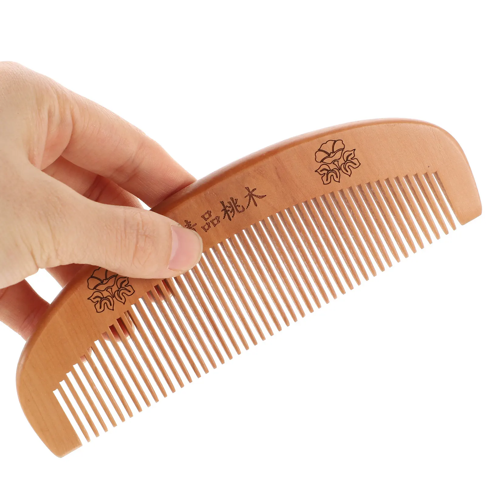3Pcs Natural Peach Wood Hair Comb Anti-Static Smooth Close Teeth Wooden Comb Scalp Massage Blood Circulation Headache Relief