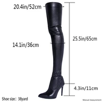 Size 46 Sexy High Heels Black Over The Knee Boots For Women With Side Zip 2024 New Winter Thigh High Boots Female Shoes - Image 6