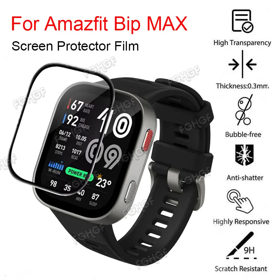  Film de protection anti-rayures pour Amazfit Bip Max, protection d'écran à couverture complète pour Amazfit Bip 6 5, accessoires Unity, pas du verre