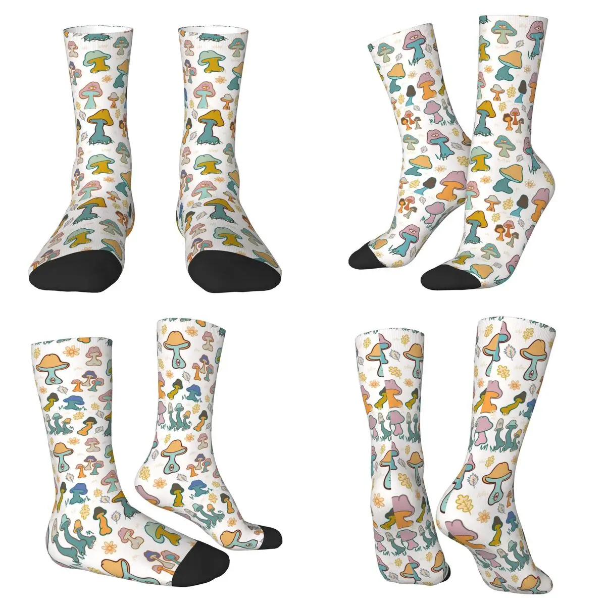 

Colorful Cute Mushroom Print Cartoon Socks Harajuku Super Soft Stockings All Season Long Socks for Unisex Valentine's Day Gifts