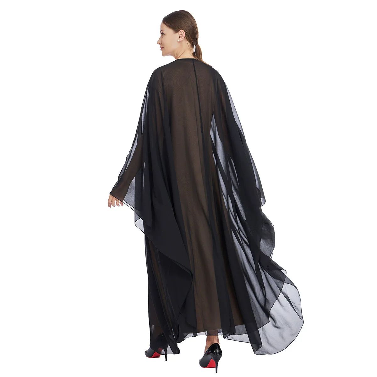 Middle East Ramadan Morocco Southeast Asia Dress Muslim Fashion Islamic Arab Chiffon Outer Coat Knitted Inner Two Piece Set