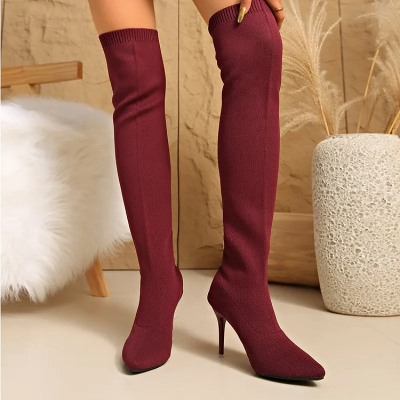 

Women Boots Winter Black Over The Knee Boots 2026 New Comfort Lace Up Chunky High Heels Shoes Fashion Warm Suede Round Toe Boots