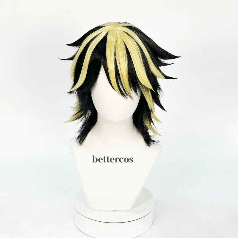 Hanemiya Kazutora Cosplay Wig Anime Tokio Manji Gang Short Black Golden Hair Wigs + Earring + Tattoo Sticker