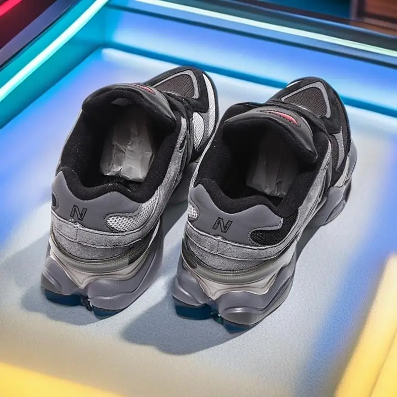 حذاء جري ريترو 9060 للجنسين، نعل مكتنز، خريف وشتاء دافئ، شبكة من جلد الغزال متعددة الاستخدامات