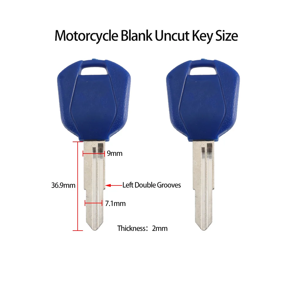 New Blank Motorcycle Uncut Key Blue Length 37mm for Honda Motorbike Spare Part Replacement Accessory