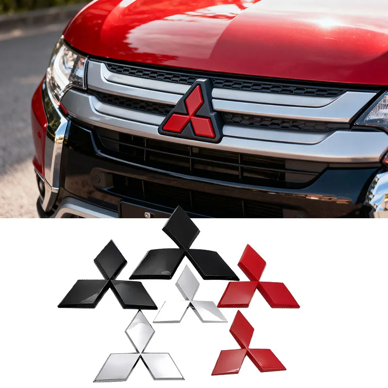 Emblema do capô dianteiro do carro abs, adesivo modificado para mitsubishi outlander ralliart lancer asx pajero eclipse evo grandis
