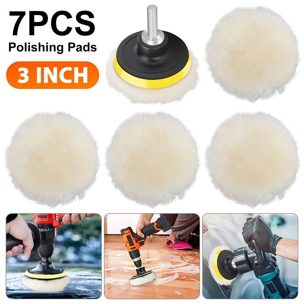 

7Pcs 3 Inch Car Buffing Polishing Pads Kit For Drilling Sponge Kit Waxing Foam Polisher Tool Combination Set