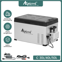 C30/40/50L Car Refrigerator Portable Alpicool Compressor Refrigeration 12V24V Home LED Panel Freezer 220V Small Refrigerator