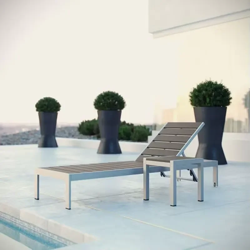 Aluminum Beach Lounger Modern Outdoor Sunbed Garden Furniture Poolside Chaise Longue for Hotel Patio Relaxing Leisure Chair