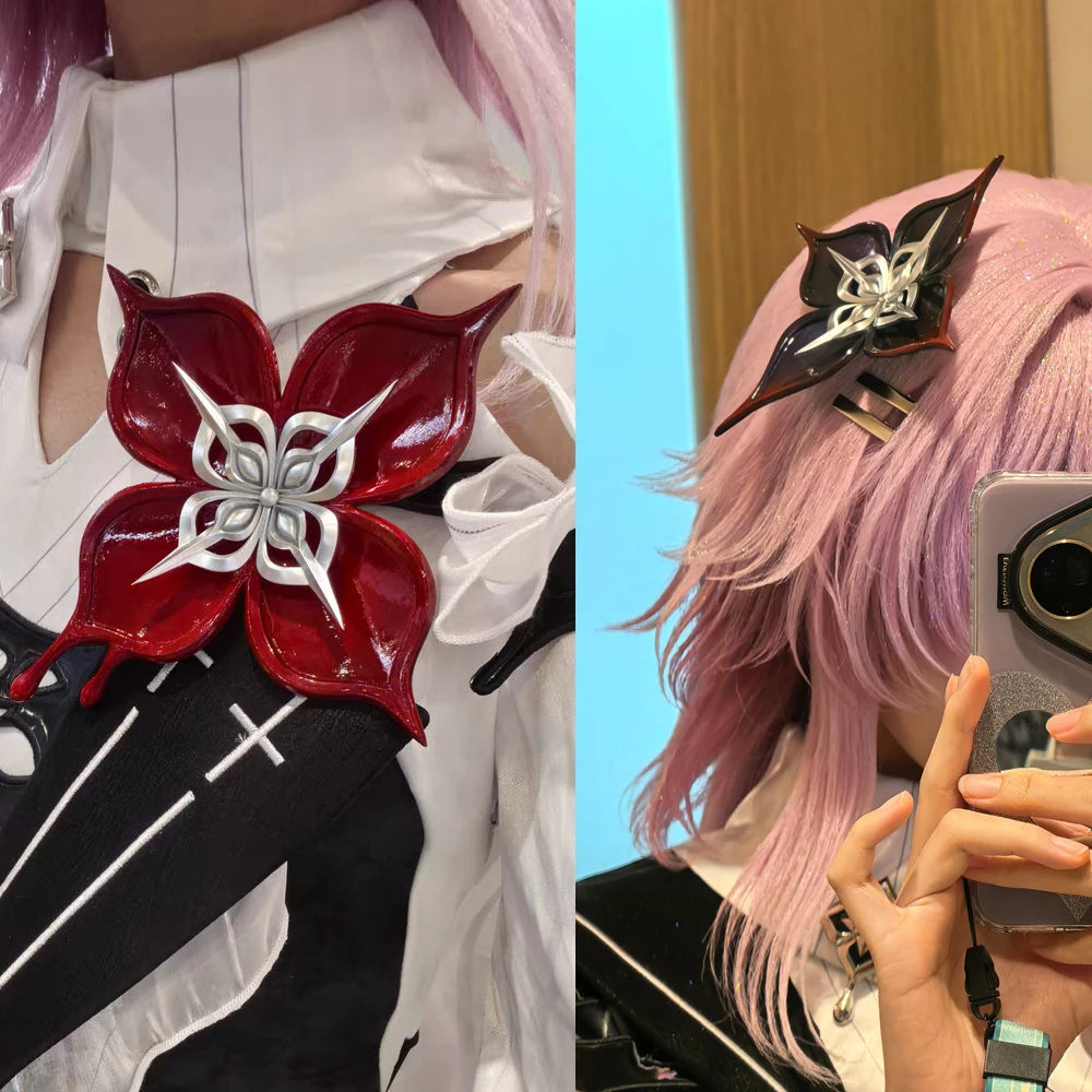 Honkai Star Rail Evernight 3월 7일 코스프레 꽃 머리 장식 브로치 소품 할로윈 크리스마스 파티 의류 액세서리