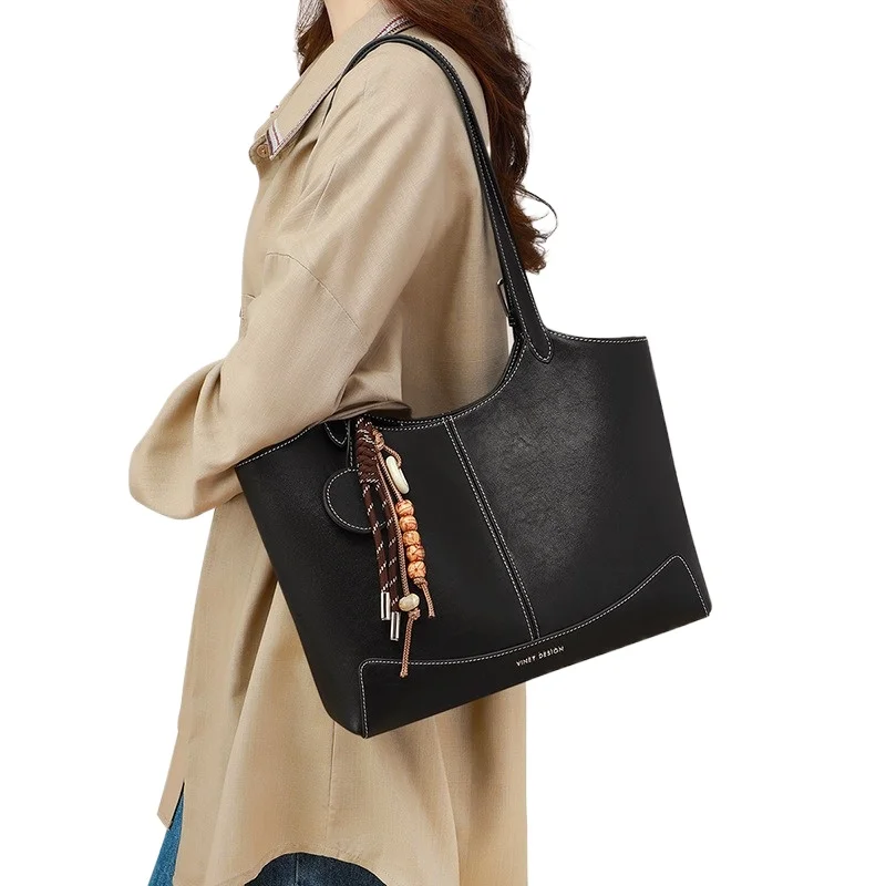

Women's Durable Genuine Leather Tote Bag with Extra Large Capacity Daily Commuter Work Travel Shoulder Underarm Handbag