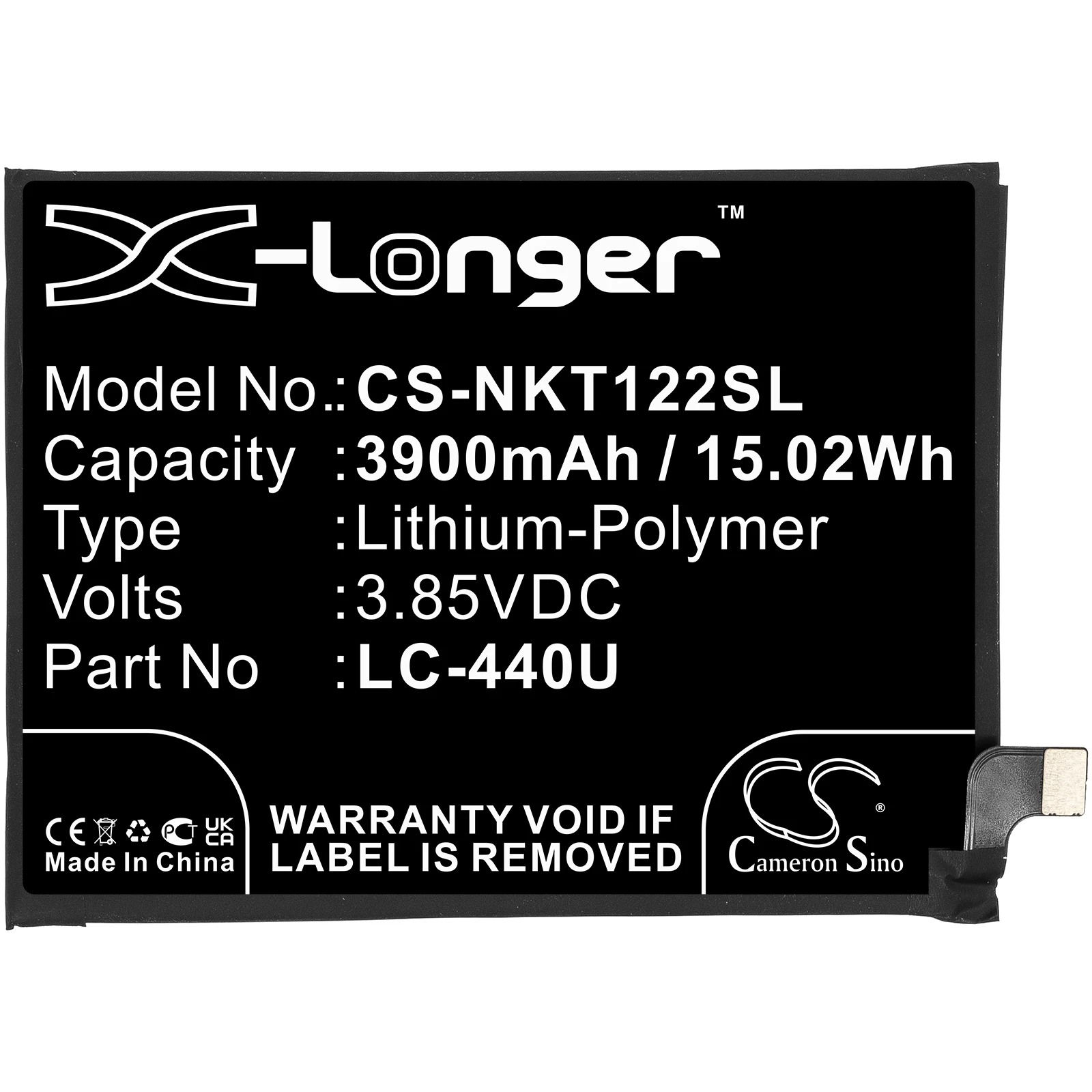 Replacement 3.85V 3900mAh Mobile SmartPhone Battery LC-440U for Nokia 5.3 2020 TA-1223