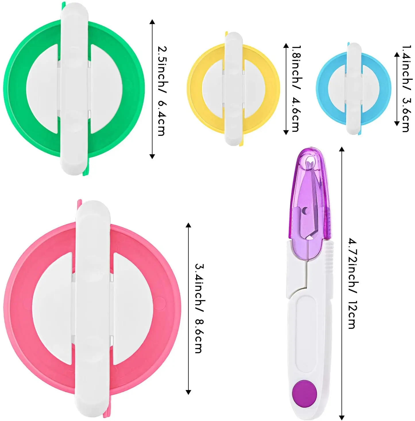 Round Knitting Looms Set Craft Kit DIY Tool with Hook Needle, Set of 4 Plastic Looms Knitting and Pompom Maker for Hat Scarf