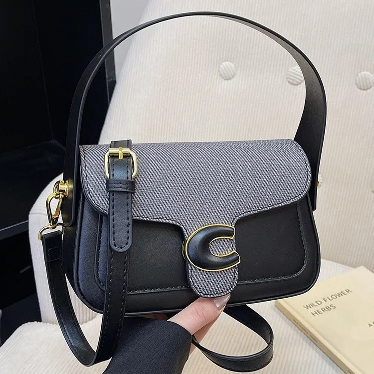 

2025 French-Inspired Saddle Crossbody Bag Women's Color-Block Minimalist Shoulder Purse for Casual Chic & Outings